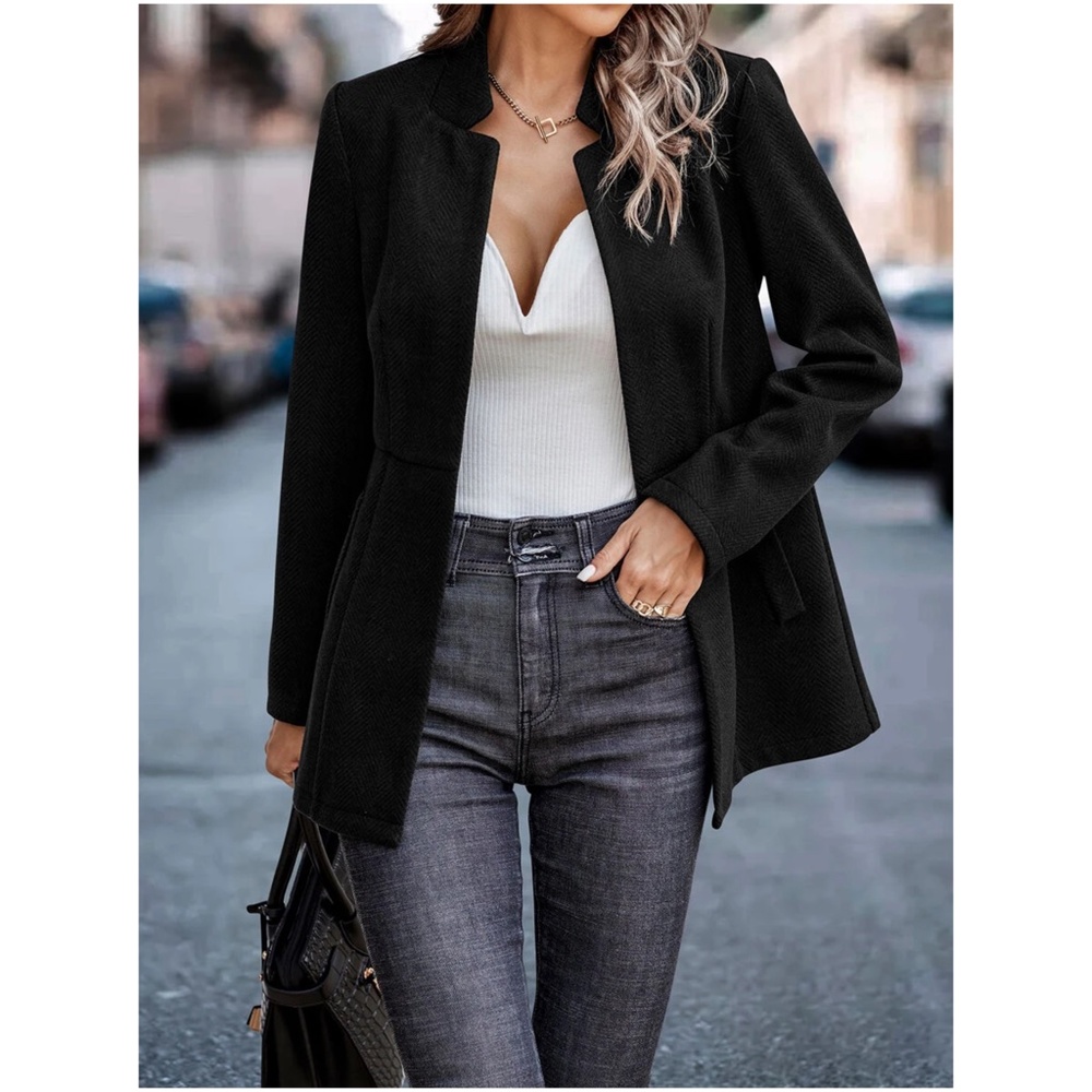 Classic Redwood Herringbone Blazer Jacket Coat - Picture 6 of 7